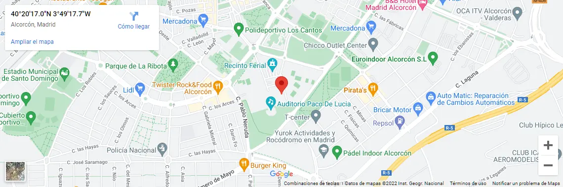 Aprender a patinar en Madrid - Mapa de madrid con la dirección de la tienda